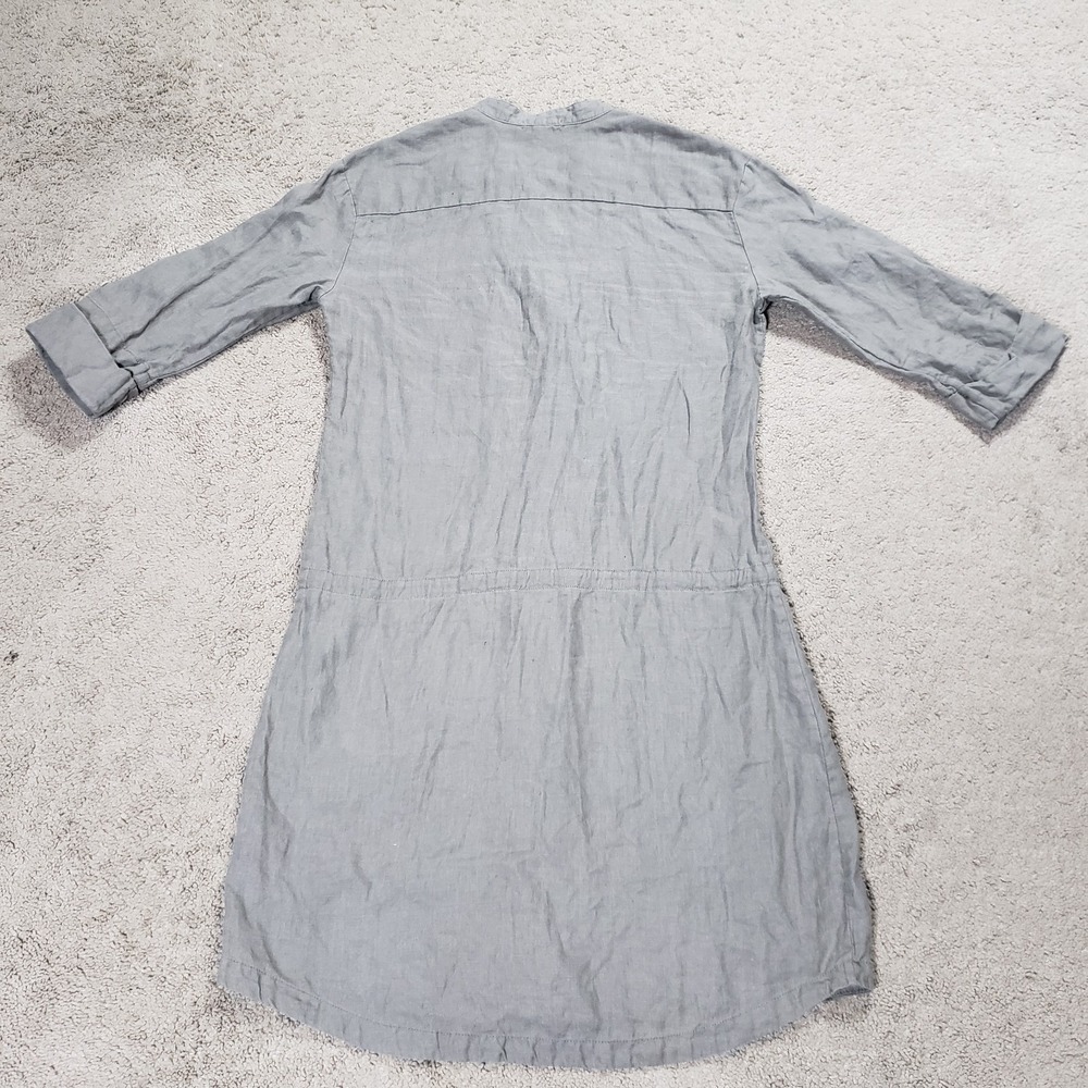 James Perse 100% Linen Shirt Dress Womens 3 (L) Gray Button Front Drop Tie Waist - Picture 2 of 15